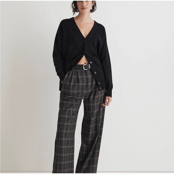 Madewell Black Relaxed V-Neck Button Front Wool Blend Cardigan Sweater Size XXS - Picture 1 of 9